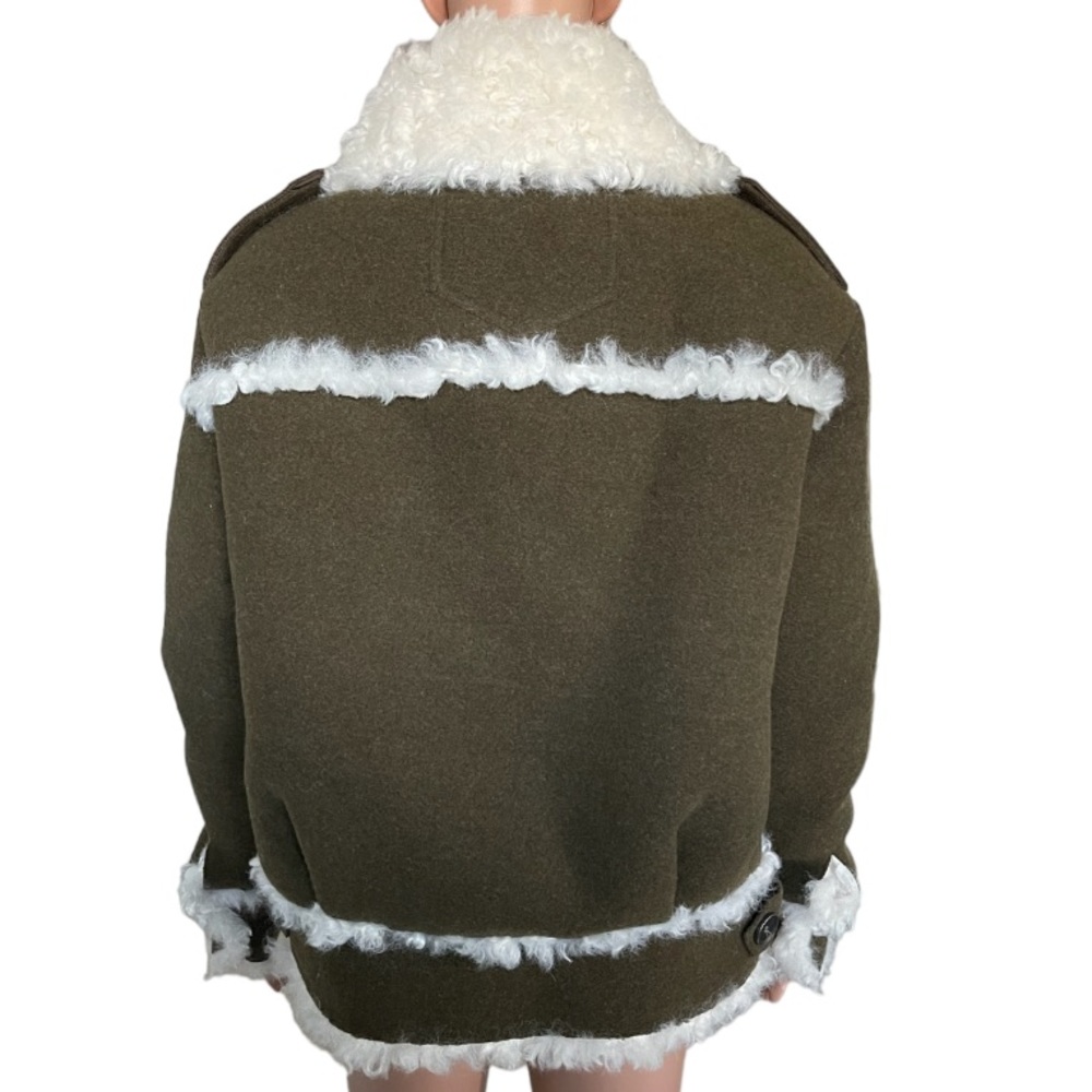 Zara SPRLS Collection khaki Wool Mix Shearling Jacket - Picture 13 of 16